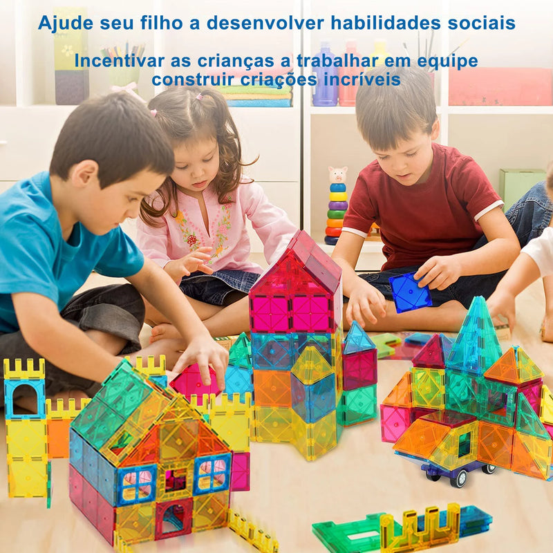 Blocos de Construção Magnéticos Montessori Brinquedos Educativos para Crianças RbdadStore