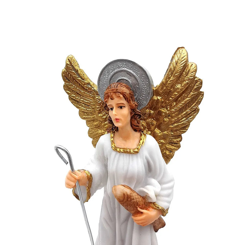 Escultura de Anjo em São Rafael São Rafael Resina 15cm Imagem Arcanjo da Cura Presente Religioso Católico