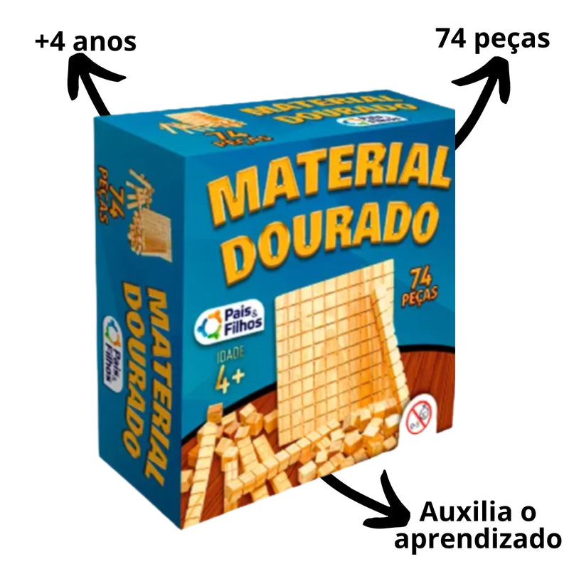 Jogo Tidactic Material Madeira Dourada 74 Peças Educativo RbdadStore