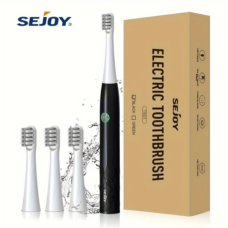 Escova de Dentes Elétrica com Carga Rápida de 1 Hora, Lembrete de Tempo Inteligente, 3 Modos e 4 Cabeças de Escova - Disponível na **RbdadStore**