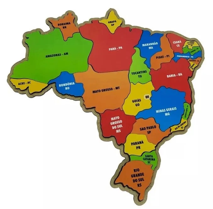 Mapa do Brasil Brinquedo Educativo Quebra-cabeça RbdadStore