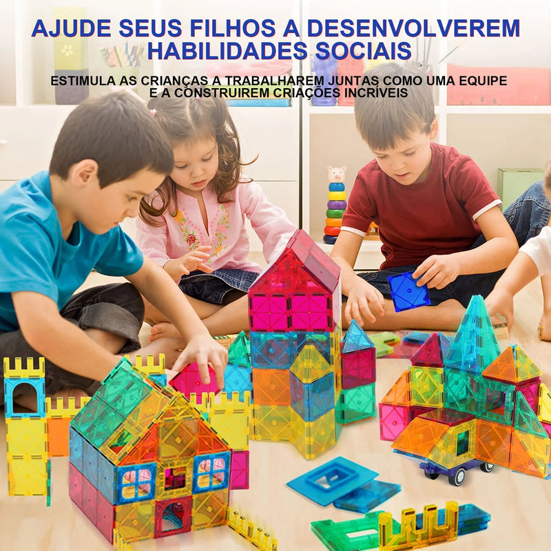 Blocos de construção magnéticos transparentes coloridos 3D RbdadStore