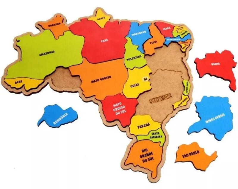 Mapa do Brasil Brinquedo Educativo Quebra-cabeça RbdadStore