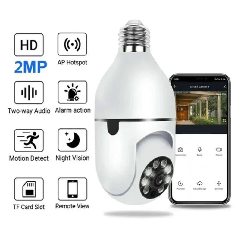 Câmera de Segurança Sem Fio WiFi IP 360 com Bocal Plugável, Yoosee Full HD e Visão Noturna - Bivolt AmD TdeC - RbdadStore