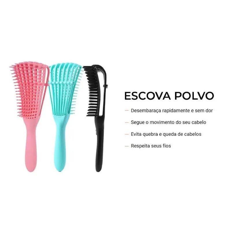 KIT 2 StyleOcto - Pente Escova Multifuncional para Modelar Cachos e Desembaraçar com Facilidade BeP - RbdadStore