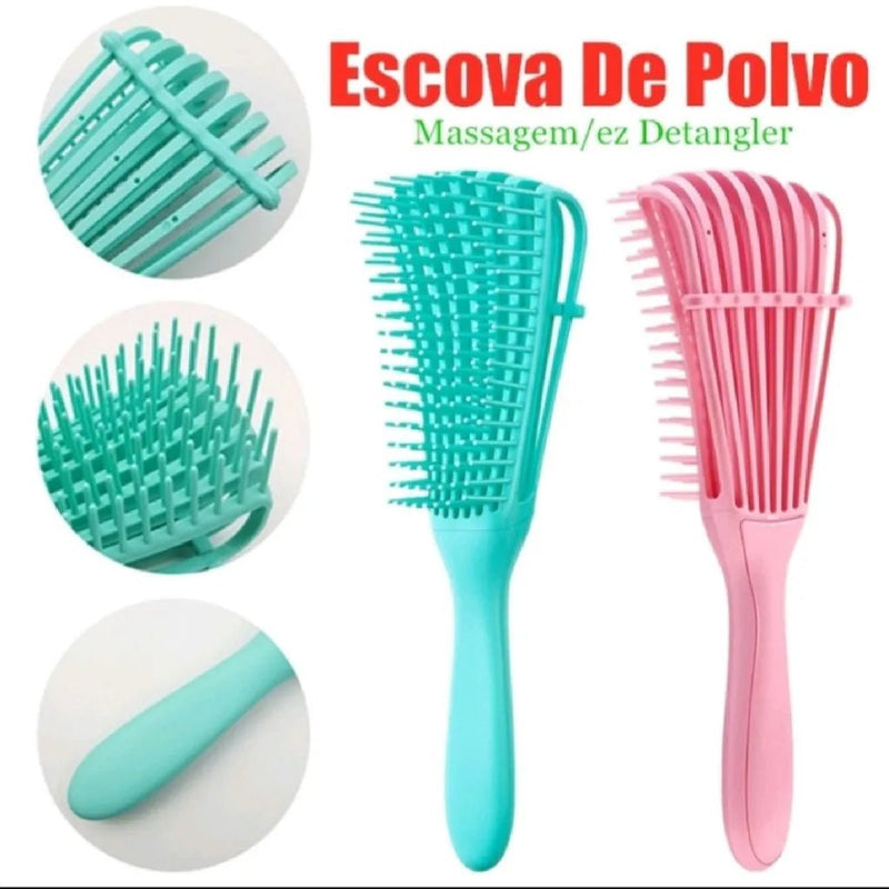 KIT 2 StyleOcto - Pente Escova Multifuncional para Modelar Cachos e Desembaraçar com Facilidade BeP - RbdadStore