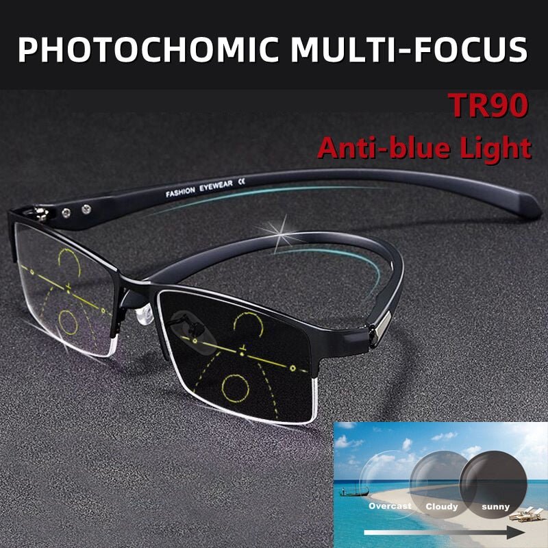 LuminaFocus - Óculos Multifocais Photochromic em Titânio BeP - RbdadStore