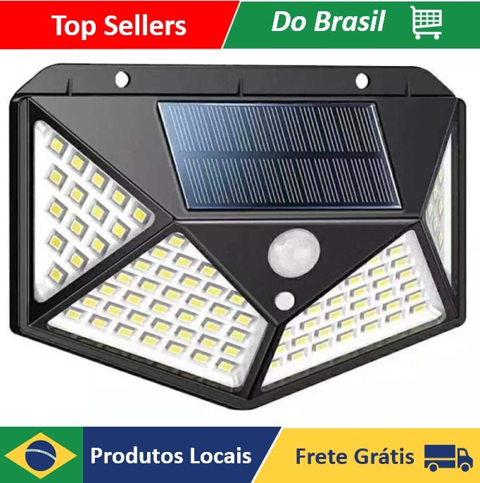 LuminarEco SolarMax: Luz de Parede com Placa Solar, 100 LEDs e Envio Imediato AmD - RbdadStore