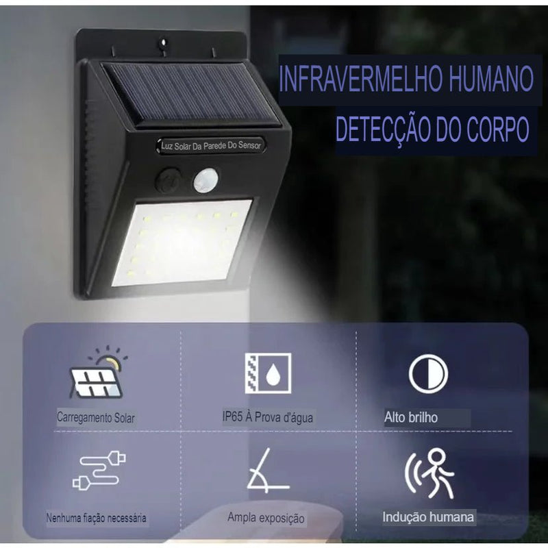 Solar Luminaire com Sensor de Presença: Iluminação LED Automática para Áreas Externas com Entrega Expressa AmD TdeC - RbdadStore